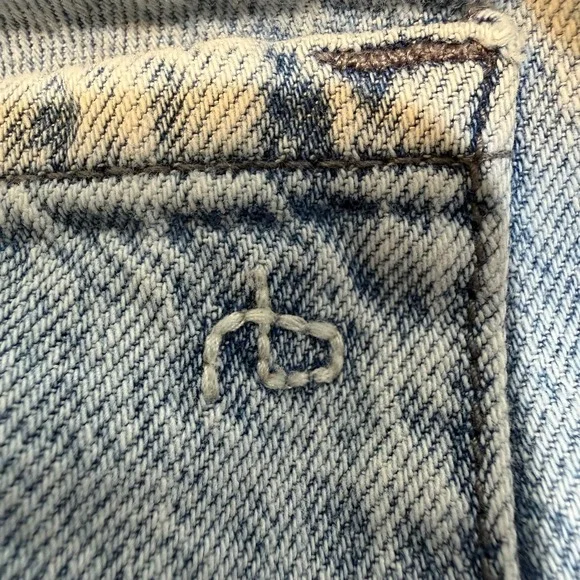 Rag & Bone Kierra Light Wash Acid Denim Drawstring Straight Leg Jeans XS (FLAW
